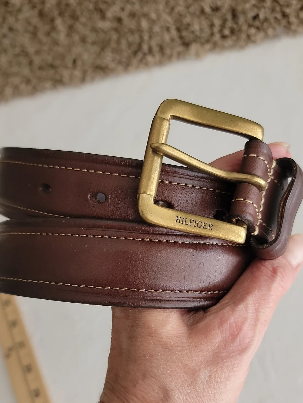 Tommy Hilfiger Mohogany Brown Leather Belt sz40
